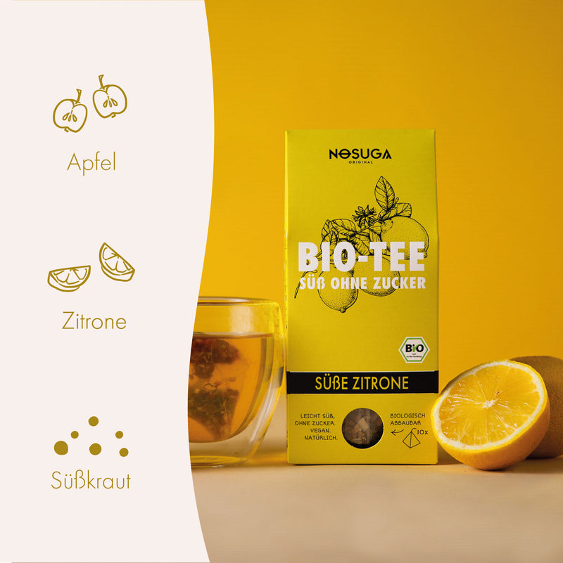10x10 Beutel Sweet Tea - Süße Zitrone Pyramidenbeutel (BIO)