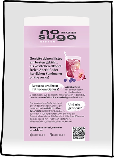 Rückseite eines Getränkekartons von nosuga.