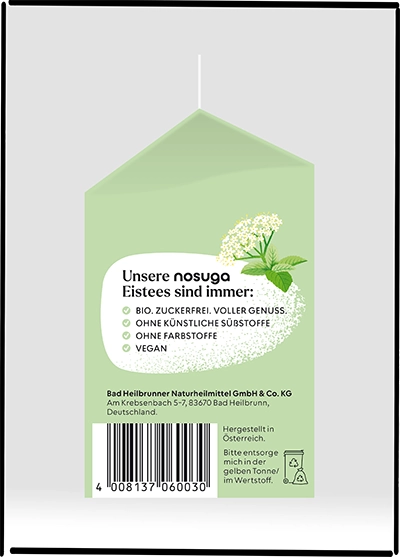 Vorderansicht eines Getränkekartons von nosuga.