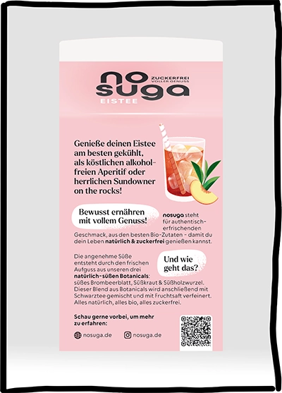 Rückseite eines Getränkekartons von nosuga.