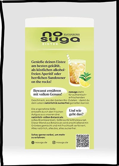 Die Rückseite eines Getränkekartons von nosuga.